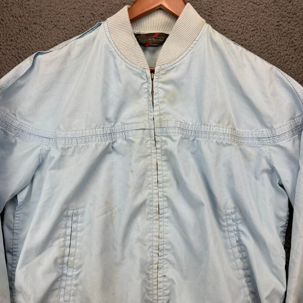 Vintage Sears The Mens Store‎ Bomber Jacket Mens Light Blue Outerwear